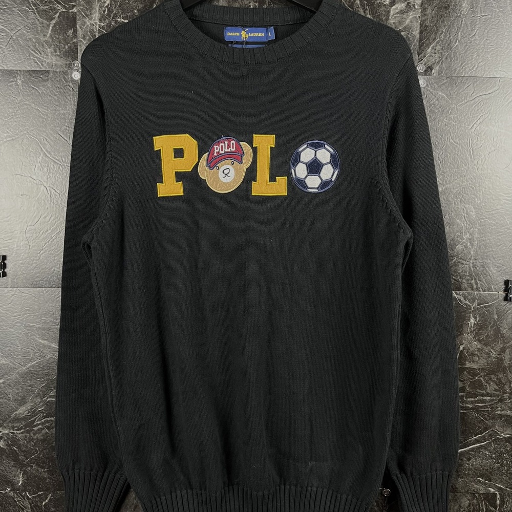 Polo Ralph Lauren Men's Vtg Polo Bear Soccer Knit Sweater Fits Medium